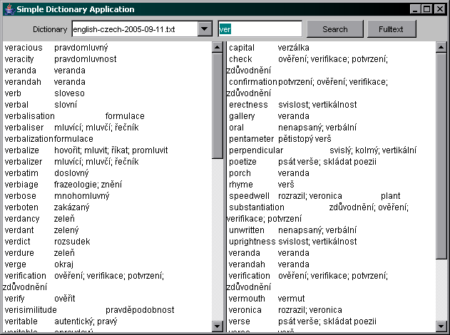 Simple dictionary applications screen shot