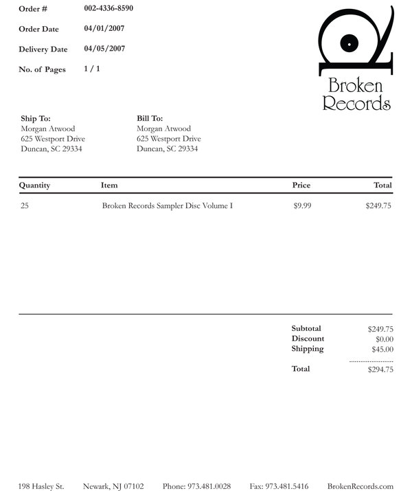 services rendered invoice
